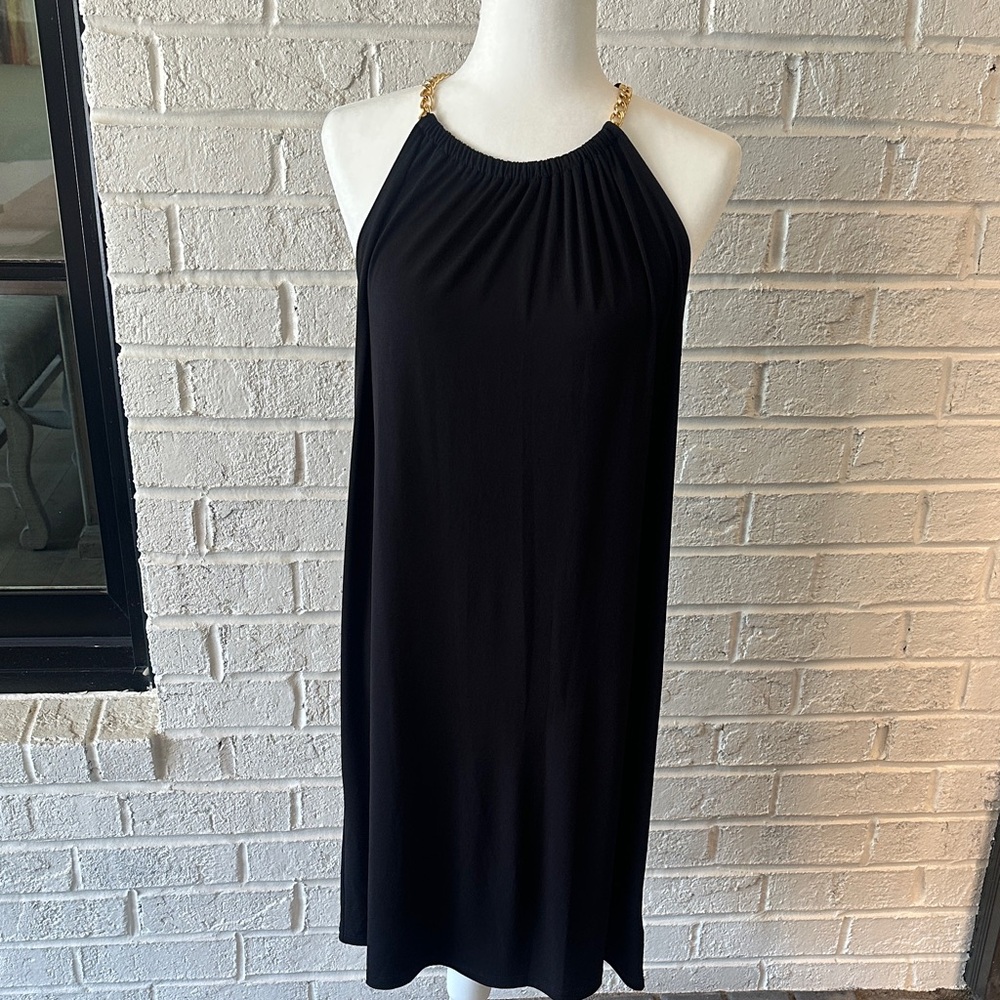 MICHAEL Michael Kors Black Dress with Gold Chain Accent
